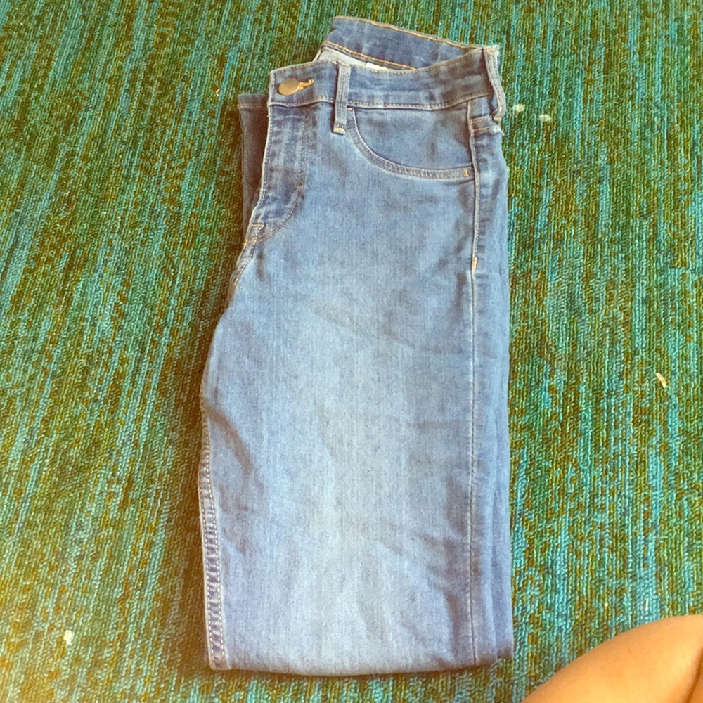 Light blue denim skinny jeans